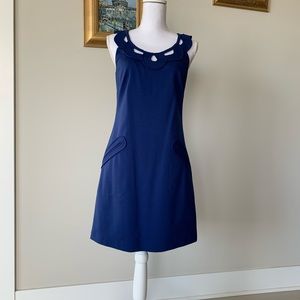 Unusual blue timeless 👗with mock stylish pockets